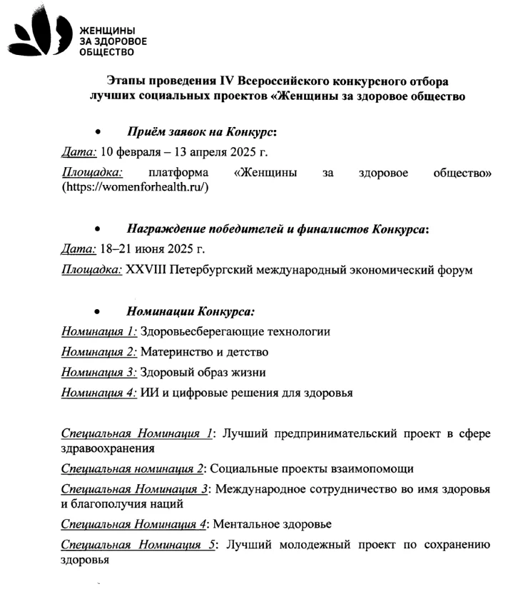 IV Всероссийский конкурсный отбор «Женщины за здоровое общество»